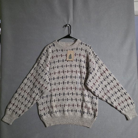 Fieldmaster Other - VTG NWT Fieldmaster 100% Cotton Geometric Fisherman Knit Sweater USA Size Large